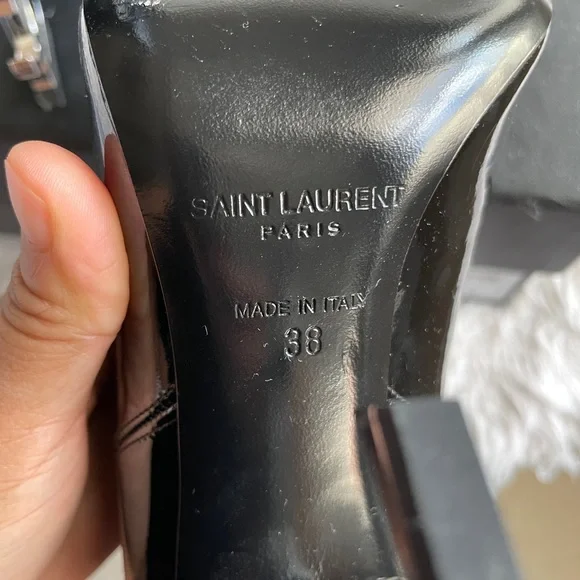 Saint Laurent Black Ankle Boots with Silver Heel - Picture 5 of 15